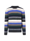 Drumohr Striped Crew Neck Long Sleeve Sweater In Multi