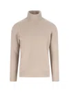 Drumohr Turtleneck Sweater With Ribbed Cuffs And Hem In Neutral