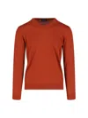 Drumohr Ribbed V-neck Sweater With Long Sleeves In Orange