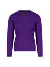 Drumohr Ribbed V-neck Sweater With Long Sleeves In Purple