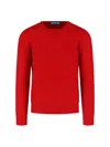 Drumohr Timeless Crewneck Sweater With Ribbed Details In Red