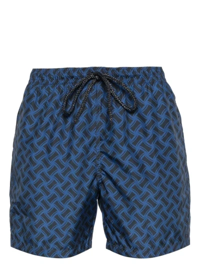 Drumohr Graphic-print Swim Shorts In Blue