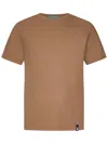 Drumohr Mud-colored Short-sleeved T-shirt With Logo Detail