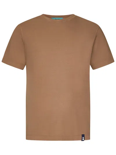 Drumohr Mud-colored Short-sleeved T-shirt With Logo Detail In Brown