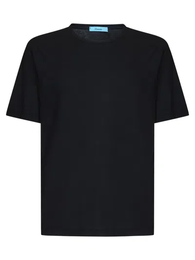 Drumohr Short-sleeve Crewneck Cotton T-shirt With Hem Logo In Green