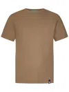 Drumohr Mud-colored Short-sleeved T-shirt With Logo Detail In Fango