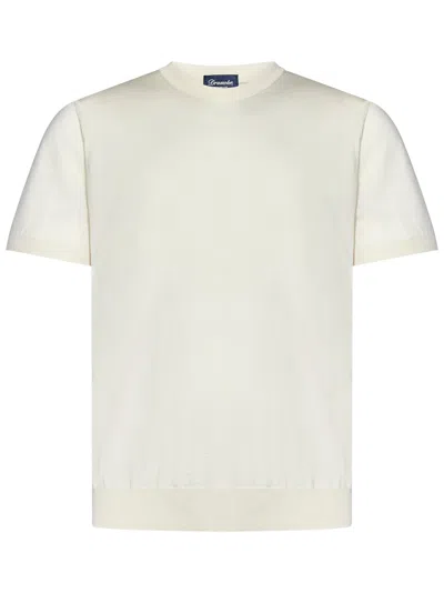 Drumohr Short-sleeved Cotton Knit Crewneck T-shirt In White