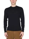 Drumohr Tailored Cross-neck Wool Jersey With Ribbed Collar In Black