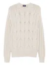 Drumohr Textured Cable Knit Cashmere Sweater In Neutral
