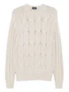 Drumohr Textured Cable Knit Cashmere Sweater In Neutral
