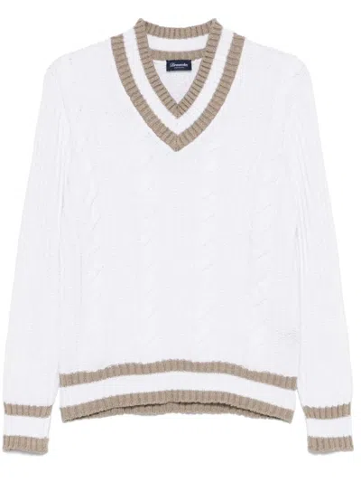 DRUMOHR DRUMOHR TEXTURED CABLE KNIT V-NECK SWEATER