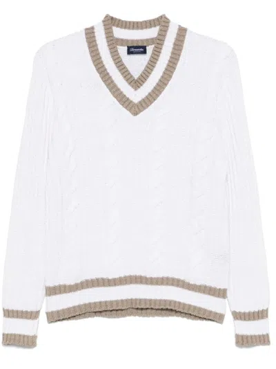 DRUMOHR TEXTURED CABLE KNIT V-NECK SWEATER