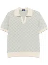 Drumohr Textured Geometric Short Sleeve Polo In Gray
