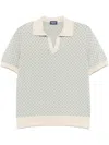Drumohr Textured Geometric Short Sleeve Polo In Neutral