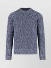 Drumohr Textured Knit Crewneck Sweater With Ribbed Cuffs In Multi