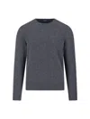 Drumohr Textured Knit Grey Sweater With Round Neckline In Gray