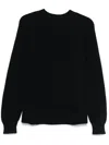 Drumohr Textured Knit Long Sleeve Crew-neck Sweater In Black