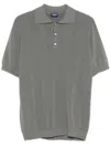 Drumohr Textured Knit Polo With Vertical Stripes And Classic Collar In Gray
