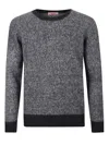 Drumohr Textured Knit Sweater With Classic Crew Neckline In Gray
