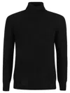 Drumohr Textured Knit Turtleneck Sweater With Classic Aran Pattern In Black