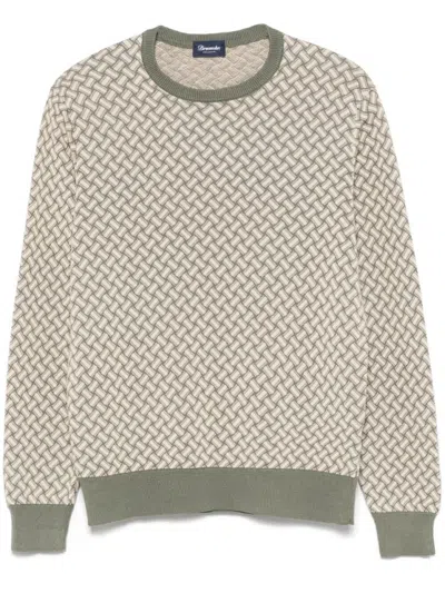 Drumohr Textured Long Sleeve Crew-neck Sweater In Multi