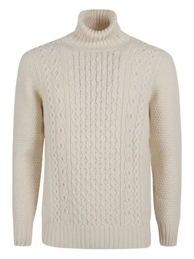 DRUMOHR TEXTURED OFF-WHITE LAMBSWOOL TURTLENECK SWEATER