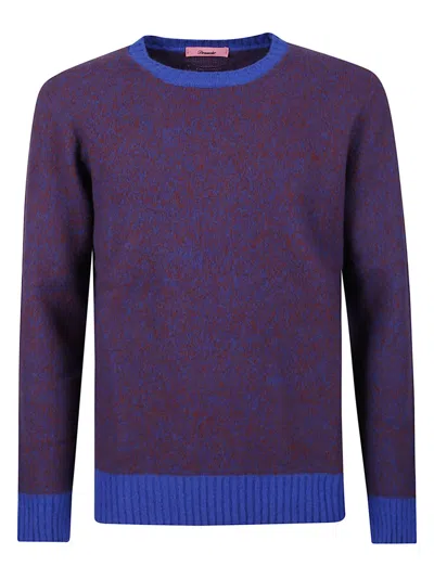 Drumohr Textured Purple Sweater With Contrasting Blue Accents