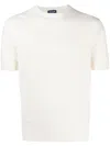 Drumohr Textured Short-sleeve Top With Classic Crew Neckline In White