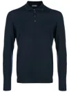 Drumohr Long Sleeve Navy Blue Jersey Polo Shirt In Black