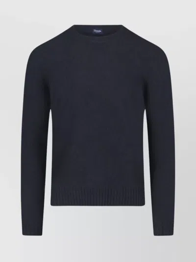 Drumohr Timeless Crewneck Sweater With Ribbed Details In Black