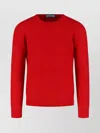 Drumohr Timeless Crewneck Sweater With Ribbed Details In Red