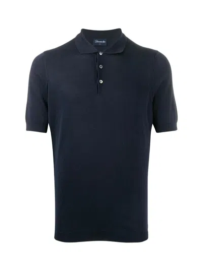 Drumohr Tricot S/s Polo In Blue