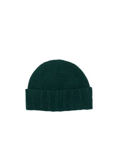 Drumohr Turn-up Cashmere Beanie In Green