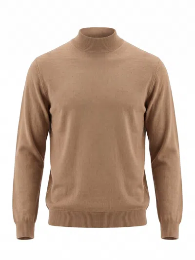Drumohr High-neck Knitted Sweater In Brown