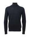 Drumohr Turtleneck Merino Wool Sweater With Ribbed Edge In Black