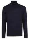 Drumohr Man Turtleneck Navy Blue Size 48 Merino Wool In Blue