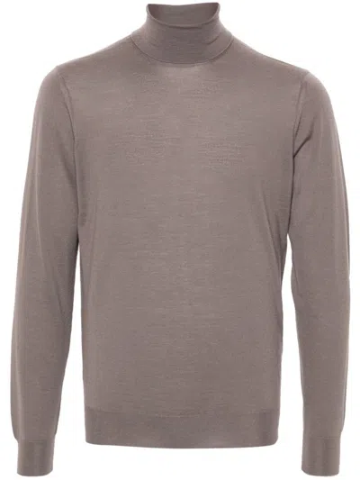 Drumohr Roll-neck Merino Wool Jumper In Grey