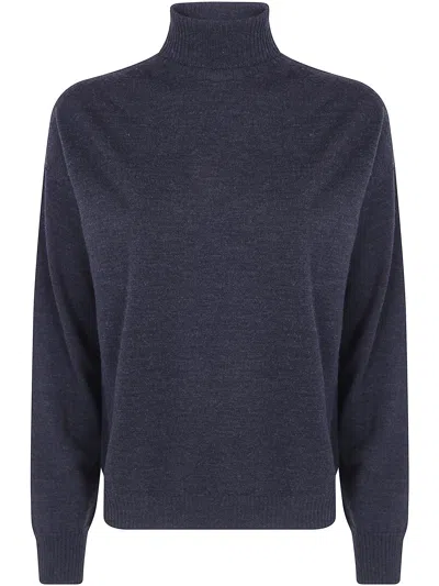 Drumohr Roll-neck Wool Sweater In Blue