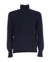 Drumohr Man Turtleneck Navy Blue Size 48 Merino Wool In Black