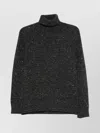 Drumohr Speckled Grey Turtleneck Sweater With Ribbed Cuffs In Black