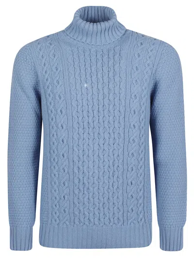 Drumohr Turtleneck Long Sleeves Sweather In Blue