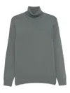 Drumohr Ribbed Collar Merino Wool Turtleneck Sweater In Gray