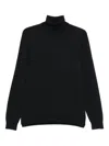 Drumohr Fitted Merino Wool Long Sleeve Turtleneck Sweater In Black