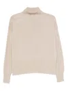 Drumohr Turtleneck Long Sleeve Knit Sweater In Neutral
