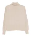 Drumohr Turtleneck Long Sleeve Knit Sweater In Neutral