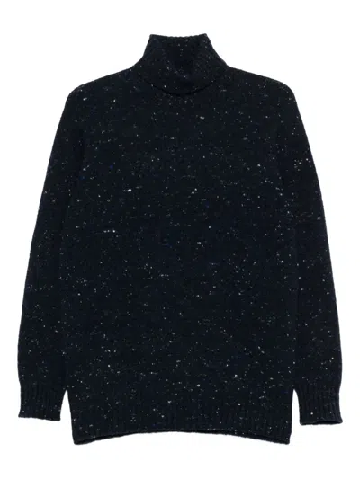 Drumohr Turtleneck Speckled Sweater In Blue