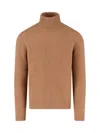 Drumohr Ribbed Turtleneck Sweater Long Sleeves In Brown