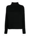 Drumohr Classic Roll Neck Sweater With Ribbed Detailing In Black