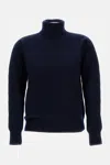 Drumohr Ribbed Turtleneck Sweater In Wool In Blue