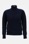Drumohr Ribbed Turtleneck Sweater In Wool In Blue